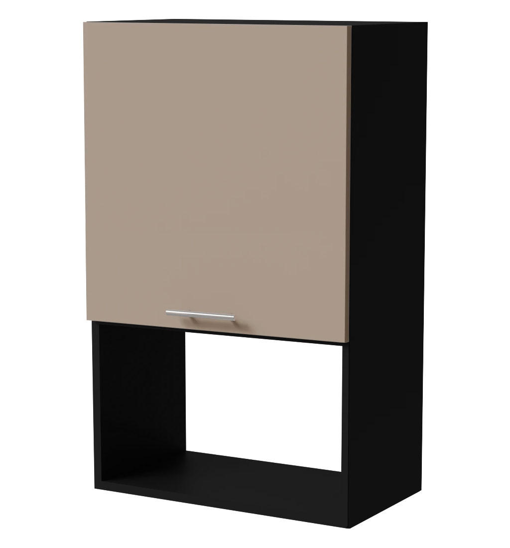 MIKROWELLENUMBAUSCHRANK Brerra W4MK/60 Schwarz / RAL 1019 graubeige Matt 60 /32,5 / 96cm - Graubraun/Schwarz, Holz/Holzwerkstoff (60/96/32.5cm) - Feldmann-Wohnen