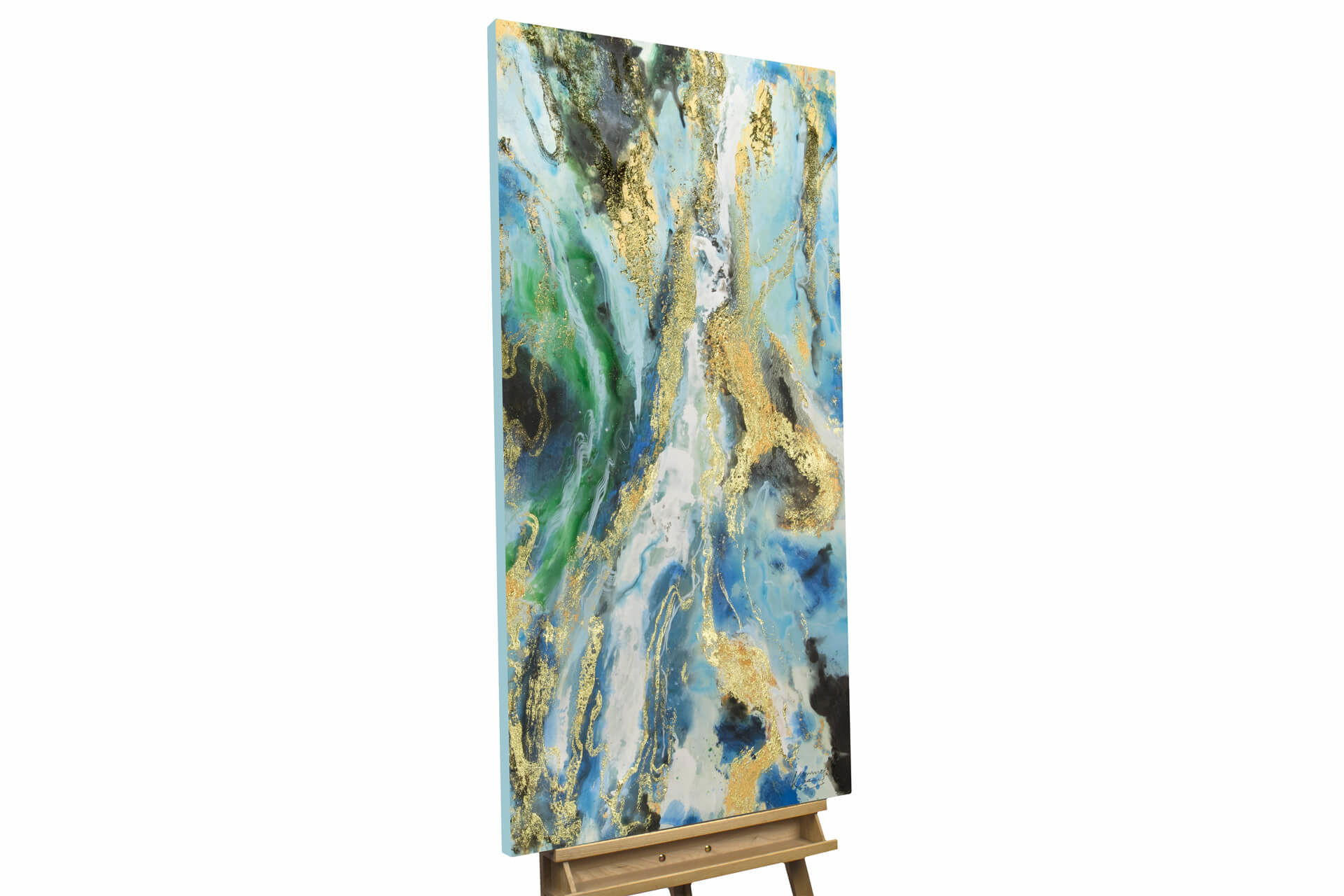 ACRYLBILD HANDGEMALT 60/120 cm - Blau/Weiß, Holz/Textil (1.7/120cm) - KUNSTLOFT