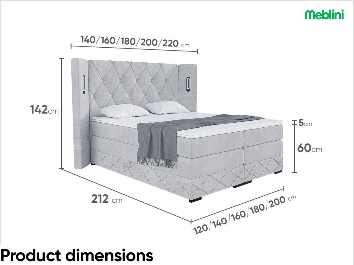 BOXSPRINGBETT Manuel - Schwarz/Braun, Holzwerkstoff/Textil (120/200cm) - Meblini