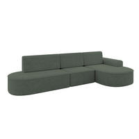 ECKSOFA mit Schlaffunktion Ottomane RECHTS MARI L2-S 368X167X85 Grün Velours - Schwarz/Hellgrün, Holzwerkstoff/Kunststoff (167/368cm) - ALTDECOR