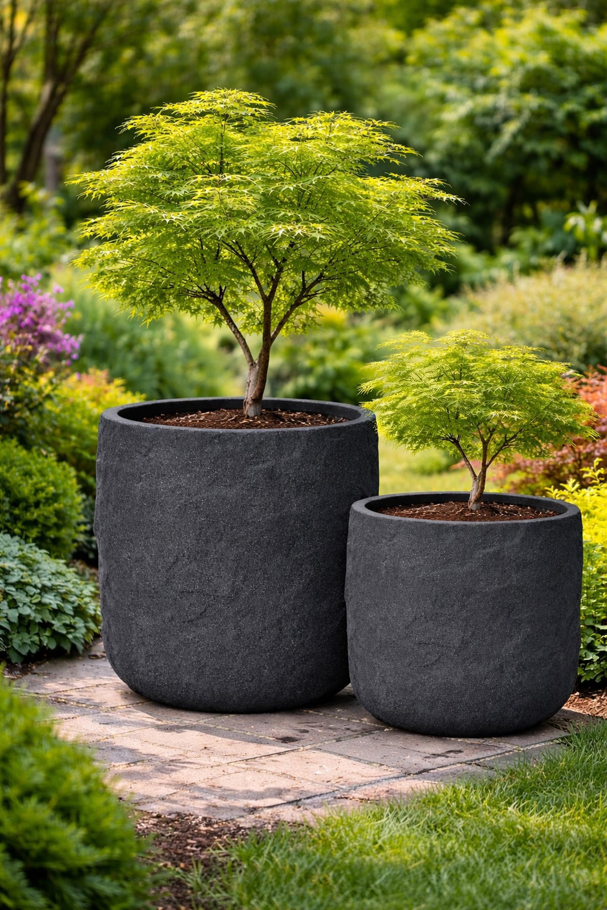 PFLANZKASTEN The Rock 45x41 cm, Steinoptik Anthrazit, Fiberstone - Anthrazit, Kunststoff (45/41/45cm) - dasmöbelwerk