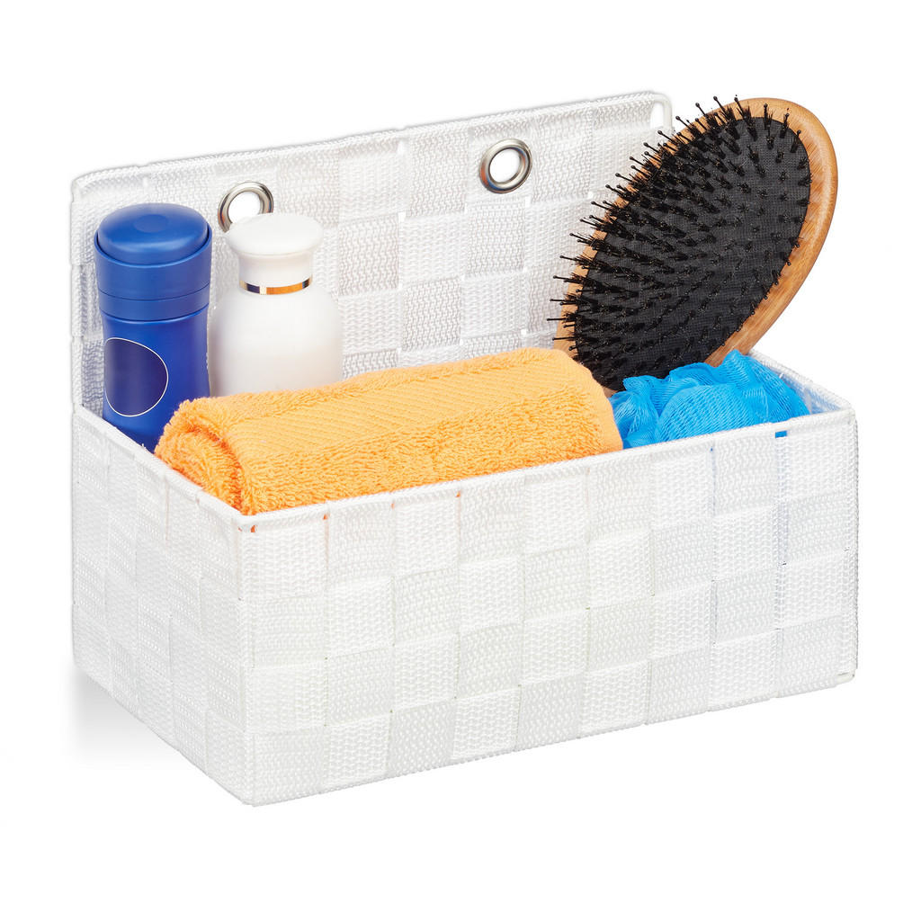 Relaxdays KOŠÍK Bílý závěsný plast 20x25x16,5 cm