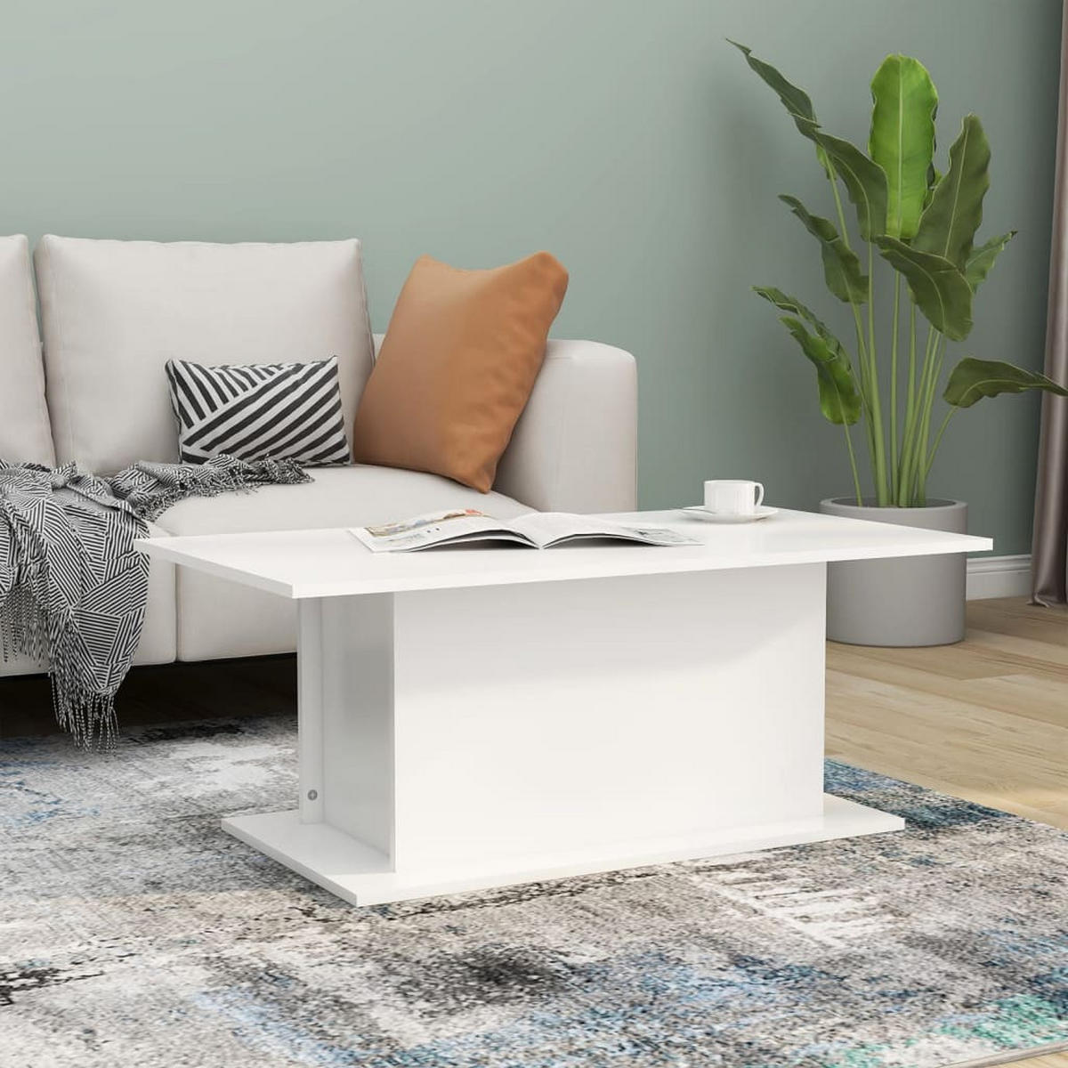 COUCHTISCH Weiß 102x55,5x40 cm Holzwerkstoff - Weiß, Holzwerkstoff (102/55.5/40cm) - furnicato