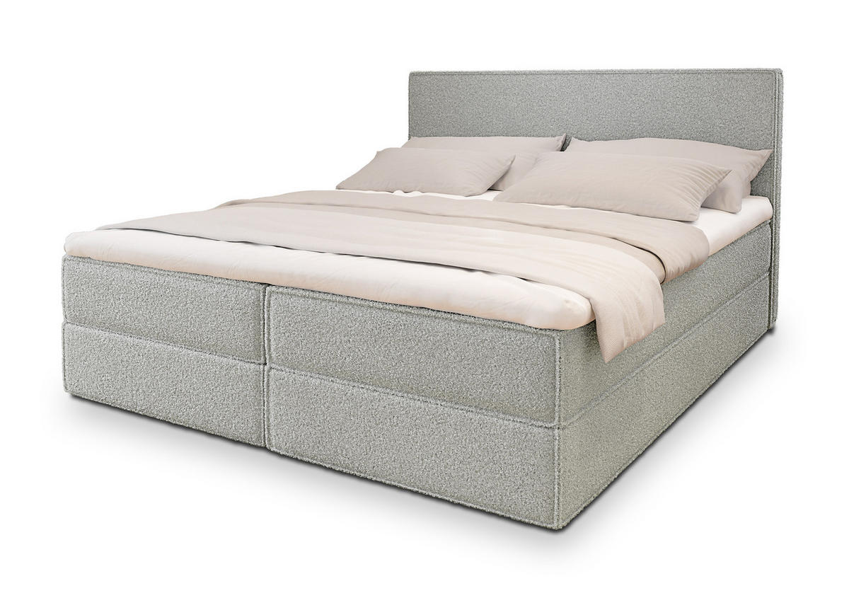 BOXBETT PELLIO 180x200 cm mit Matratze und Topper - Hellgrau - Hellgrau, Holz (180/200cm) - MASSENO