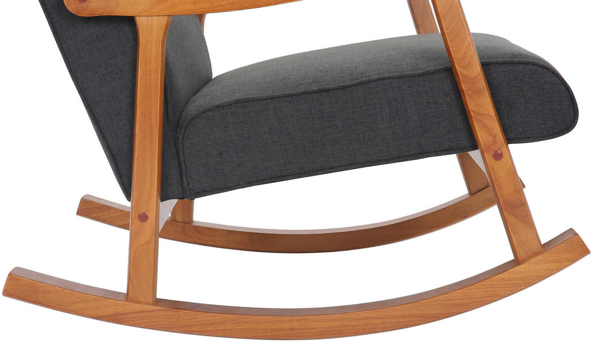 SCHAUKELSTUHL Morello Stoff, Gestell Kautschukhokz Walnuss Dunkelgrau - Dunkelgrau/Walnussfarben, Holz/Textil (67/82/92cm) - TPFLiving
