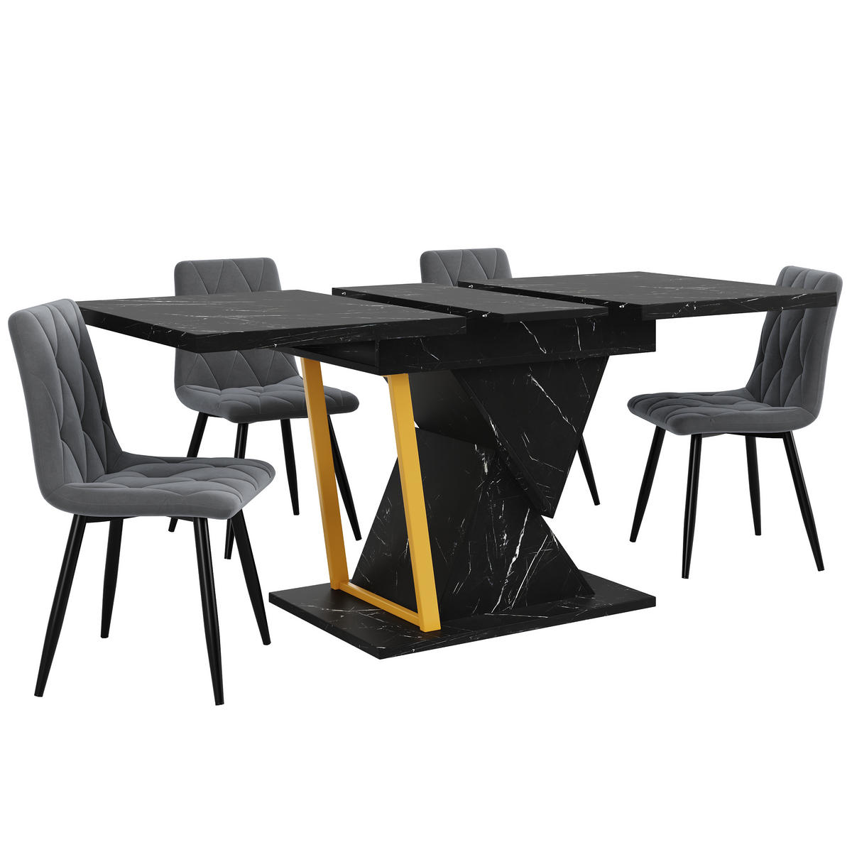 ESSTISCH Ausziehbar 110-140x80Cm Schwarz 6 Personen - Schwarz, Metall (80/110/76cm) - FLIEKS