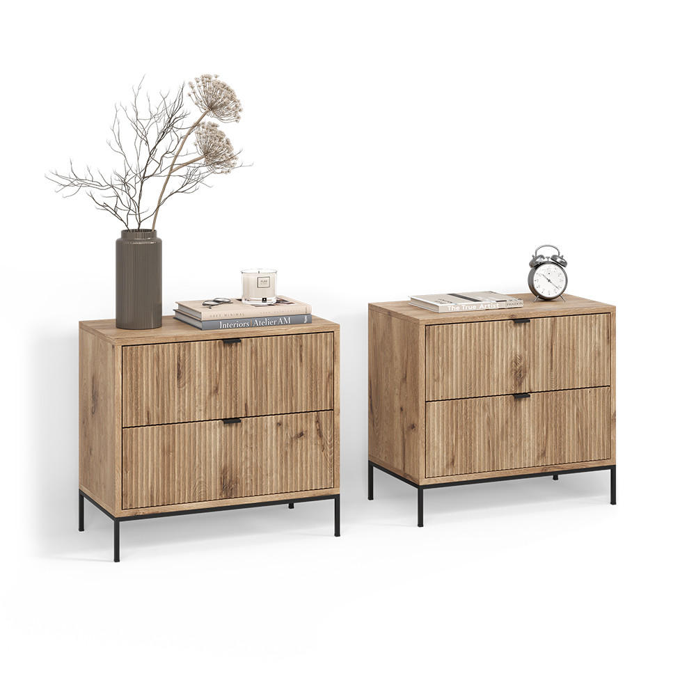 Livinity® NOČNÍ STOLEK Aterno Dub Viking Sada 2 kusů