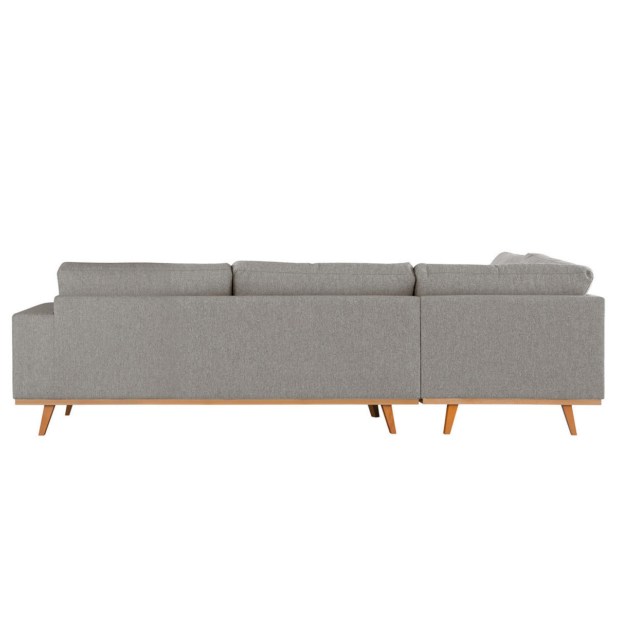 ECKSOFA mit Ottomane - Graubraun/Buchefarben, Buchenholz/Textil (287/219cm) - home24