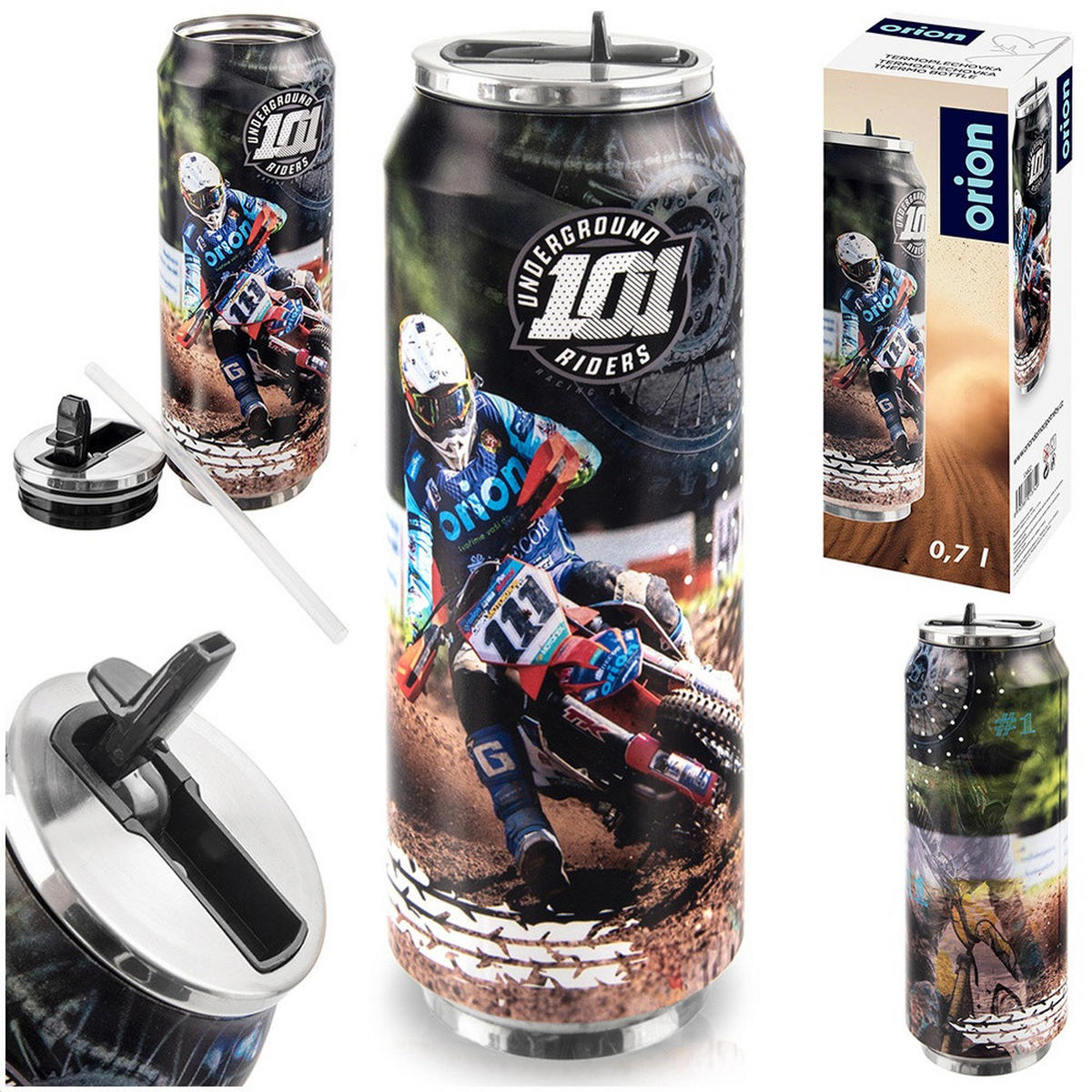 THERMOBECHER Dose Motocross 700 ml Mehrfarbig - Multicolor, Metall (0.7L) - Orion 