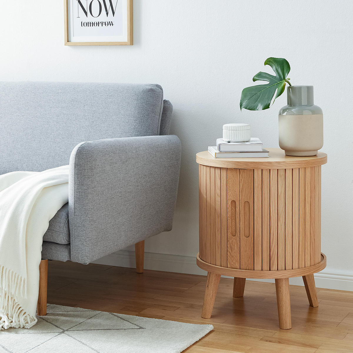 BEISTELLTISCH - Echtholzfurnier - Eichefarben, Holzwerkstoff (45/45/55cm) - home24