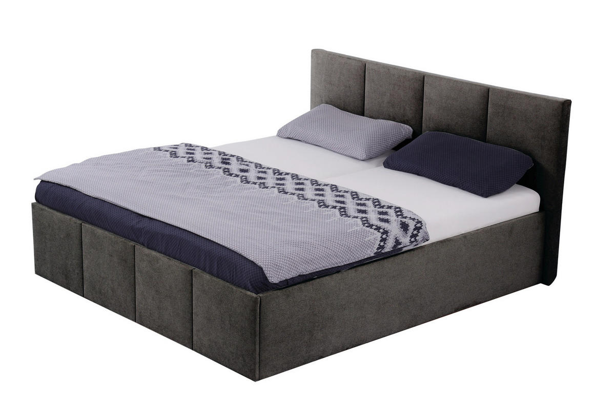 POLSTERBETT Dalas Anthrazit 200 x 200 x 40 cm Stauraum Mit hochwertiger Matratze H3 (bis 120 kg) und Lattenrost - Anthrazit, Holz (200/200cm) - Halmon Schlafkomfort Betten 