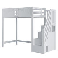 HOCHBETT 90/200 cm DE-01444, in Grau, mit Sicherheitstür und Stauraumleiter - Grau, Holz (90/200cm) - ComfortXL