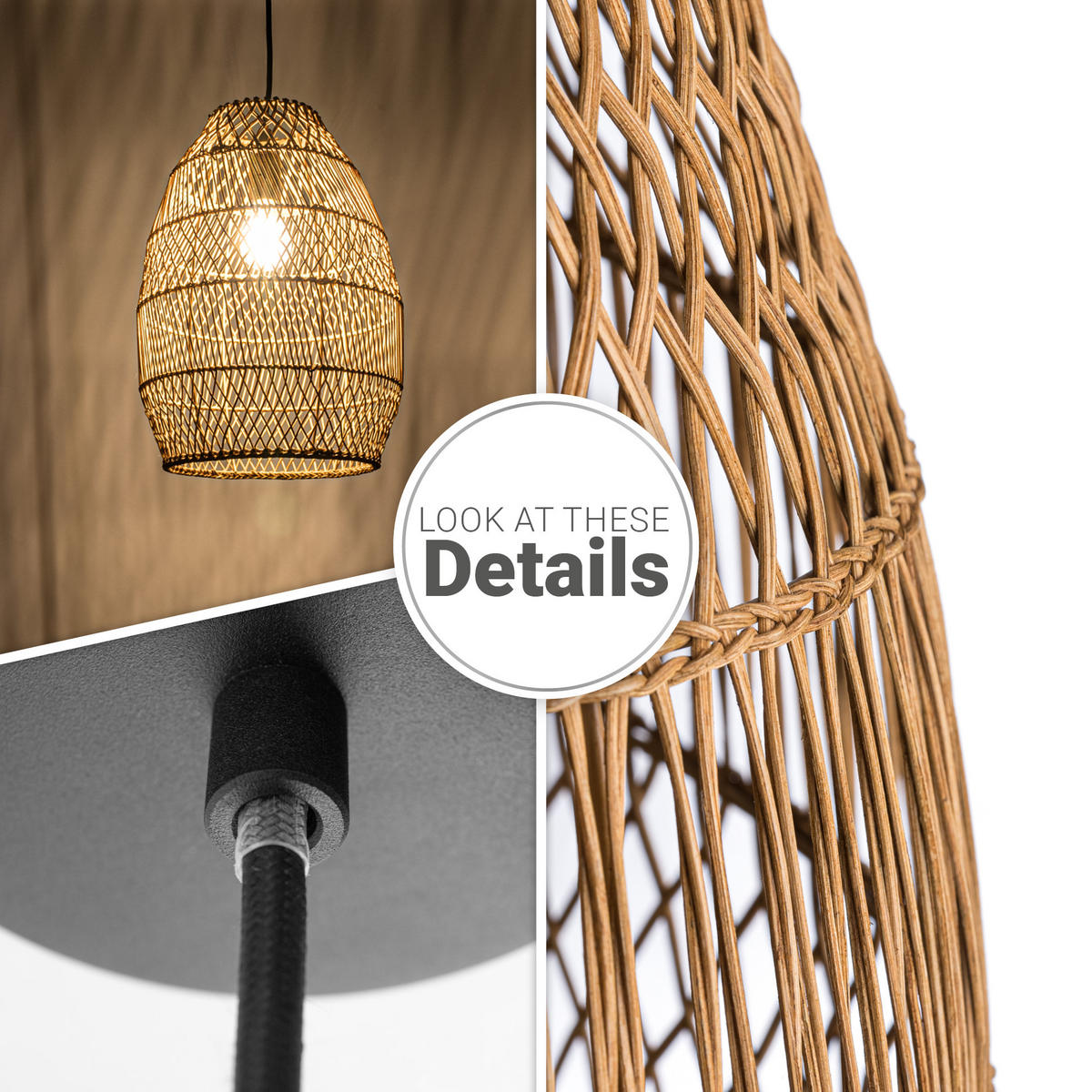 PENDELLEUCHTE Vihmo S - Beige/Schwarz, Metall (30/30/40cm) - Paco Home