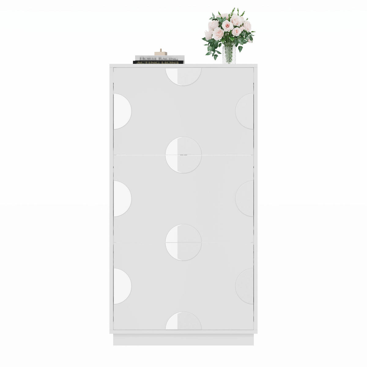 SCHUHSCHRANK 3 Klappen Spiegel Stauraum weiß - Weiß, Holz (63/120/24cm) - LEBENLANG