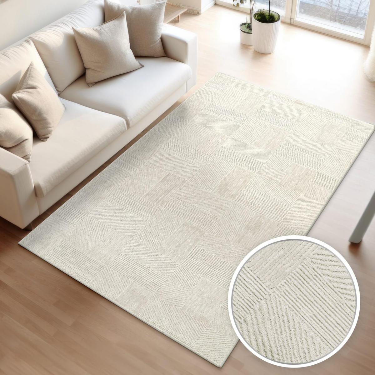FLACHWEBETEPPICH Boho Creme 80 x 150 cm - Creme, Kunststoff (80/150cm) - TT Home