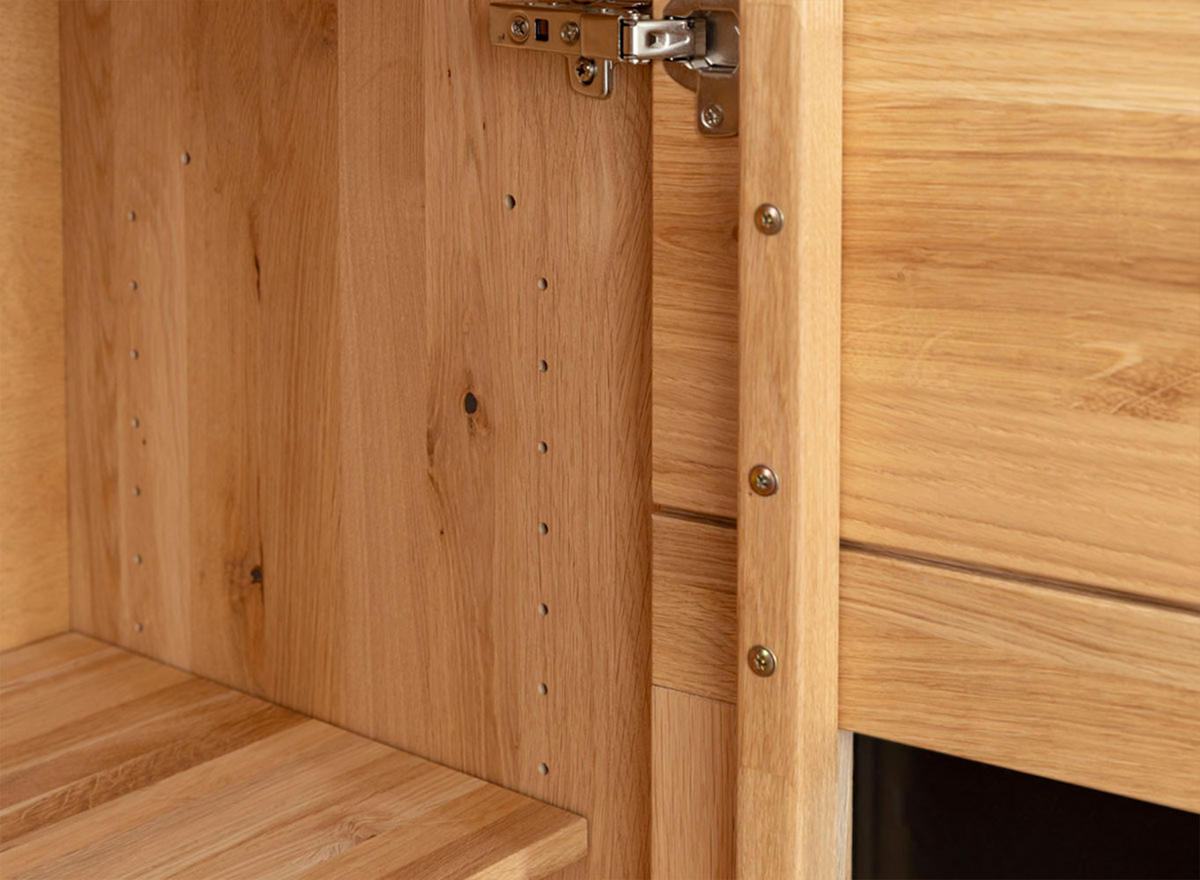 KOMMODE Tirano Eiche Natur / Hirnholz / Schwarz 154 / 39 / 84cm - Eiche Bianco/Eichefarben, Holz/Metall (154/84/39cm) - Feldmann-Wohnen