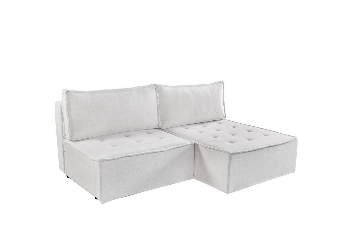 ECKSOFA Schlafsofa Amalia In Raven - Weiß, Holzwerkstoff/Textil (200/140cm) - Fun Möbel