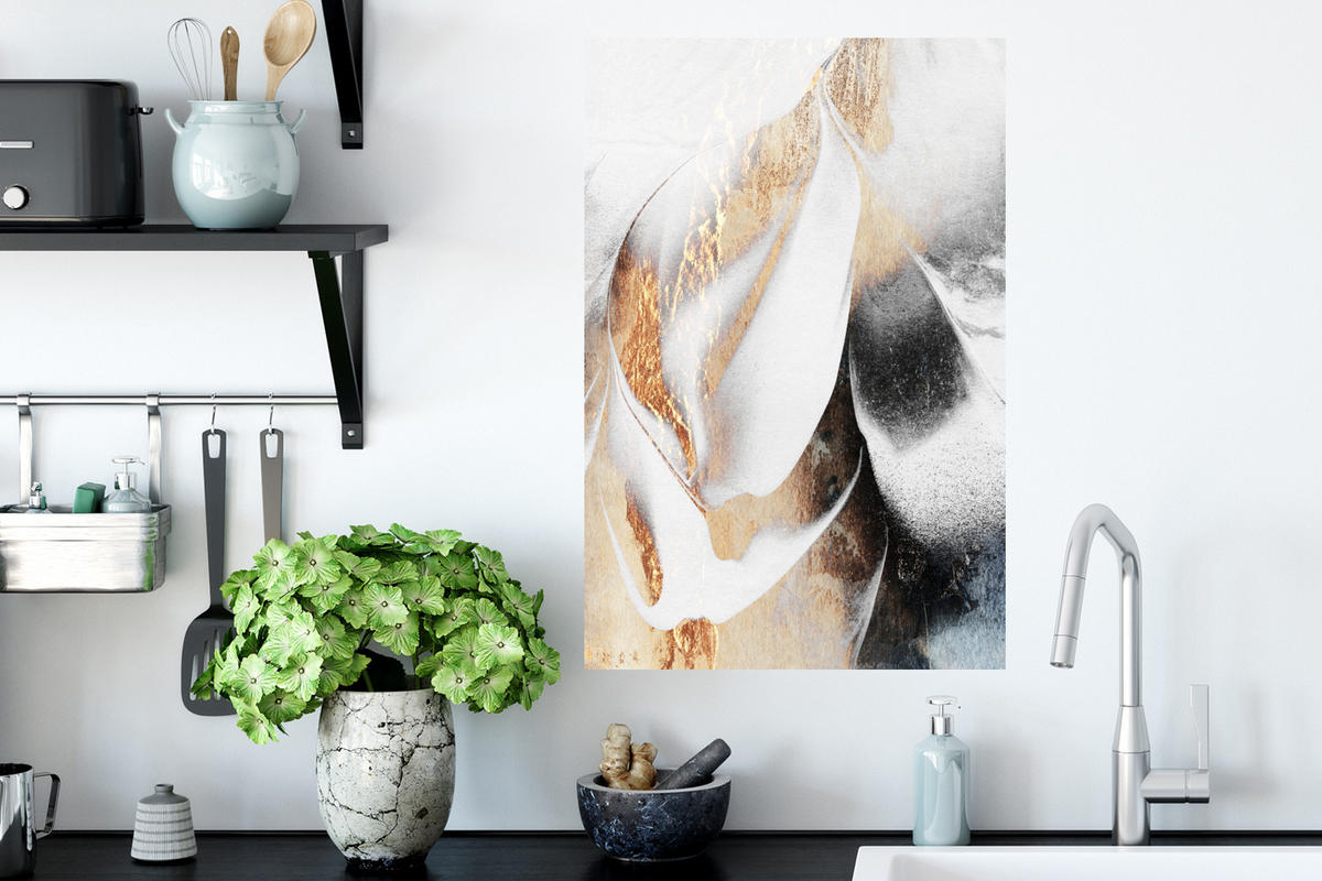 WANDTATTOO Luxus - Abstrakt - Gold - Weiß 40x60 cm - Goldfarben, Kunststoff (40/60/0.1cm) - MuchoWow