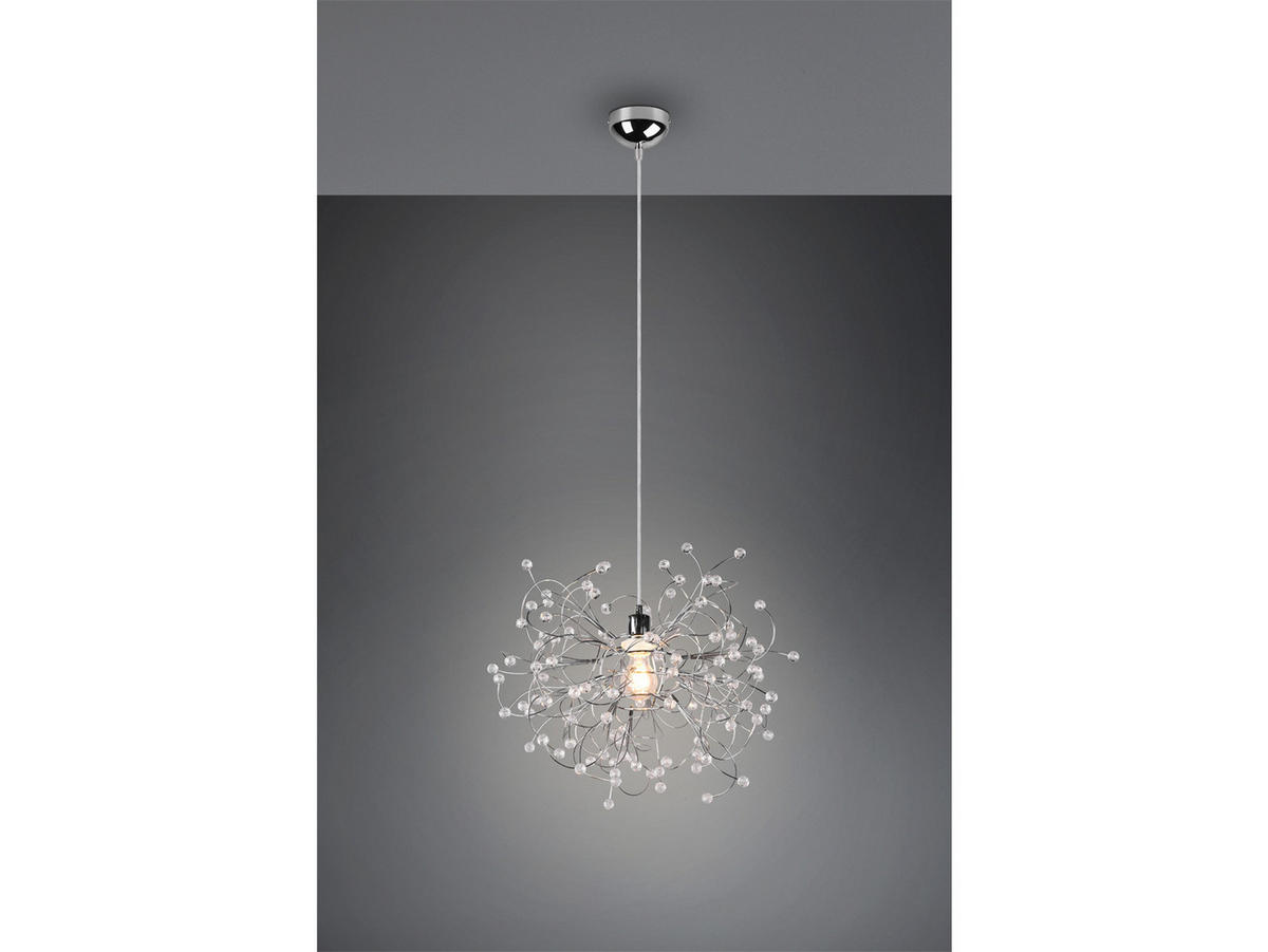 LED-PENDELLEUCHTE Ø52cm, Silber Kristall - Chromfarben/Transparent, Kunststoff/Metall (52/52/150cm) - meineWunschleuchte