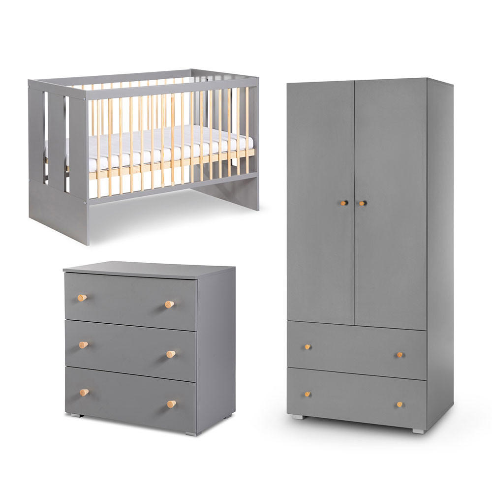 KINDERZIMMER-SET Pauline graphit / kiefer 284 / 66 /183 cm - Graphitfarben/Kieferfarben, Holz/Holzwerkstoff (284/183/66cm) - Feldmann-Wohnen