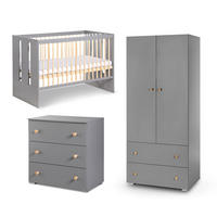 KINDERZIMMER-SET Pauline graphit / kiefer 284 / 66 /183 cm - Graphitfarben/Kieferfarben, Holz/Holzwerkstoff (284/183/66cm) - Feldmann-Wohnen