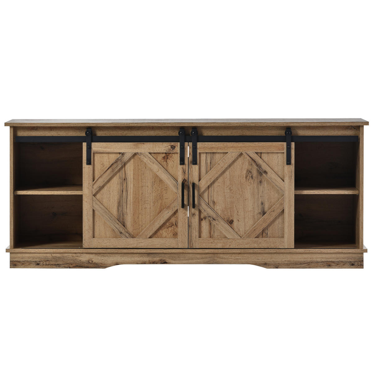 TV-SCHRANK 150/40/60 cm rustikales Braun mit 2 Schiebetüren und höhenverstellbaren Regalen - Braun, Holzwerkstoff (150/60/40cm) - OKWISH