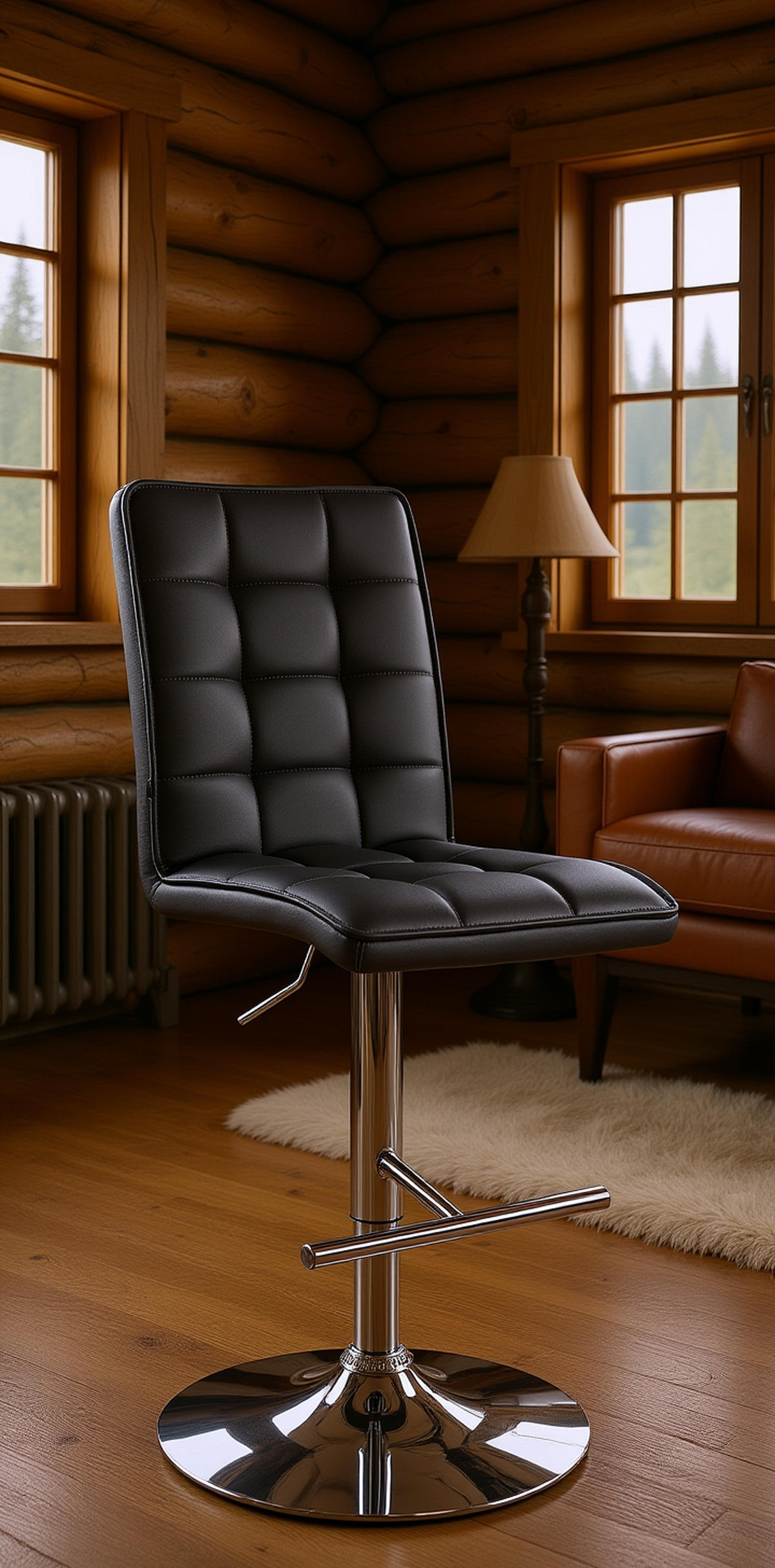 BARHOCKER Pekas Kunstleder chrom grau - Chromfarben/Grau, Kunststoff/Metall (45/133/54cm) - TPFLiving