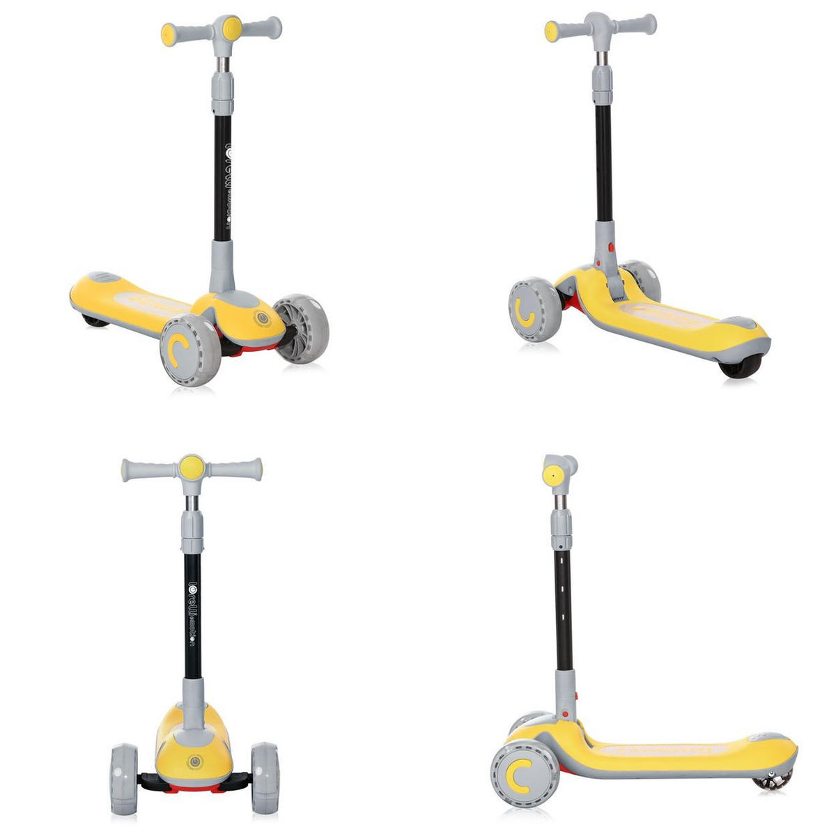 KINDERROLLER Trio 2 in 1 Laufrad leuchtende Räder verstellbar klappbar - Gelb, Kunststoff (58/30/83cm) - Lorelli