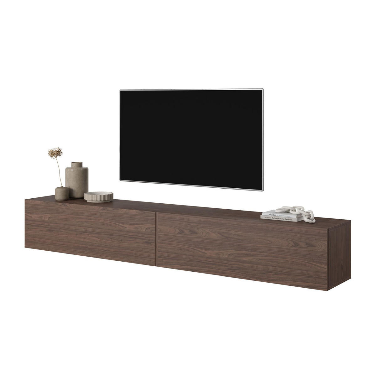 TV-LOWBOARD Bisira Nussbaum 200 cm - Dunkelbraun, Holzwerkstoff (200/30/31.6cm) - Selsey