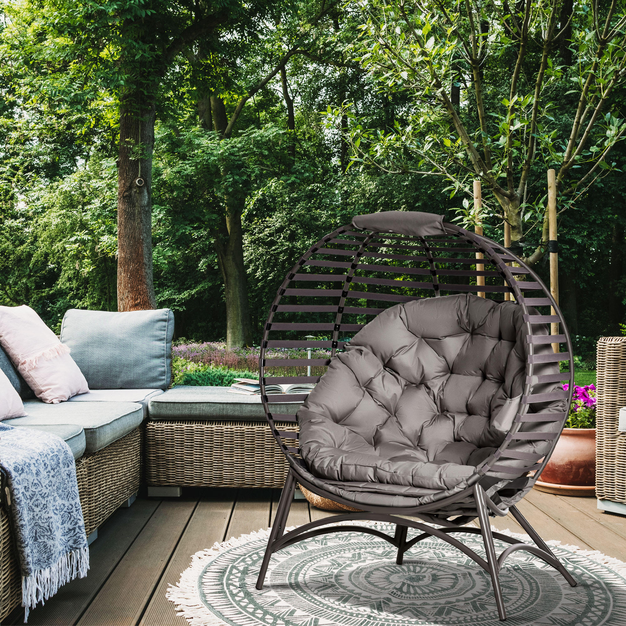 PAPASANSESSEL, Stahl, Sand - Sandfarben, Metall (75/139/118cm) - Outsunny