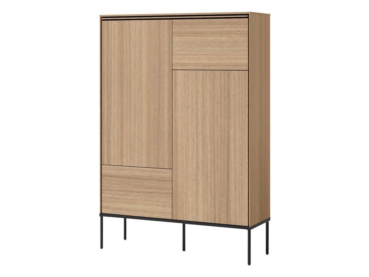 KOMMODE Visso 2D VI-02 - Eichefarben/Schwarz, Holzwerkstoff/Metall (98/142/34cm) - MIRJAN24
