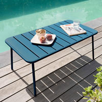 GARTEN-LOUNGETISCH, Pazifikblau - Dunkelblau, Metall (90/50/40cm) - Oviala