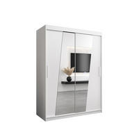 SCHWEBETÜRENSCHRANK 200/150/62 2-türig - Silberfarben/Weiß, Holz/Kunststoff (150/200/62cm) - MÖBEL KRYSPOL