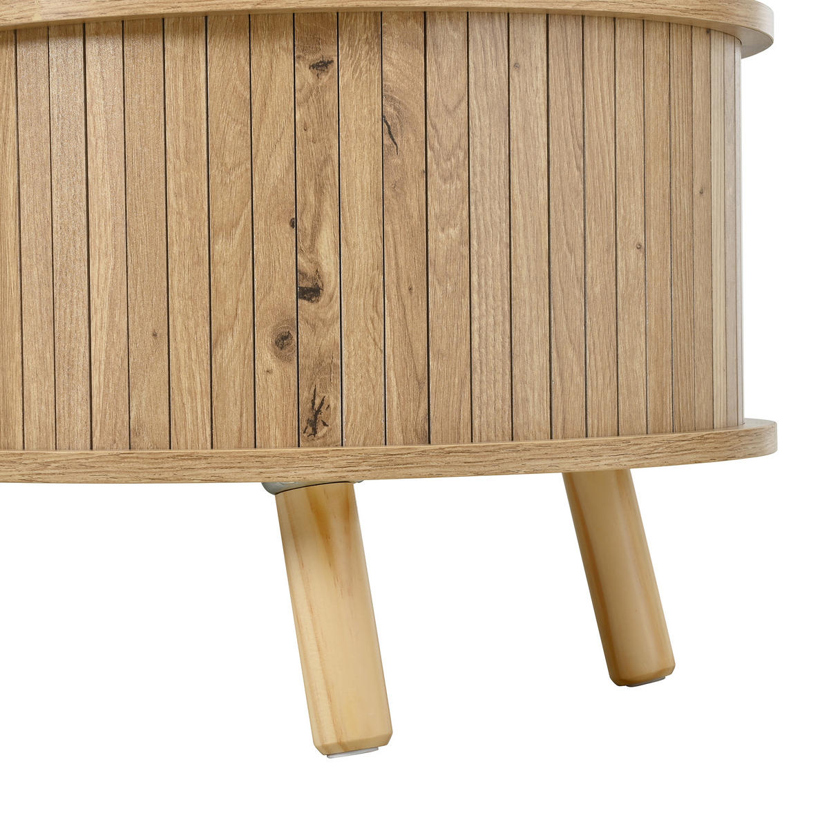 COUCHTISCH in Holzoptik Wohnzimmertisch mit Schiebetüren und Massivholzbeine, B108/T50/H37cm - Hellbraun/Naturfarben, Holzwerkstoff (50/108/37cm) - STILVORA