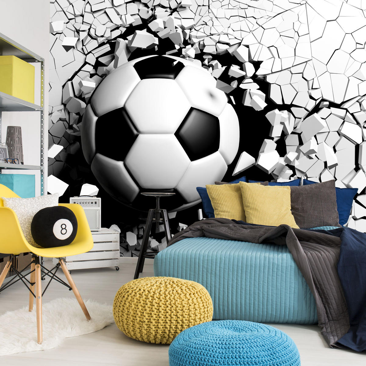 FOTOTAPETA Pre Obývaciu Izbu Futbal Betónová Stena Trhlina 150 x 105 cm - čierna/sivá, papier (150/105cm) - Muralo