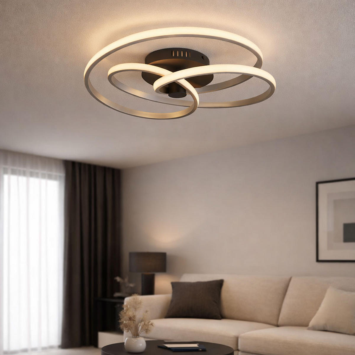 LED DECKENLEUCHTE Aluminium Silber matt - Silberfarben, Metall (50/50/16cm) - Globo Lighting