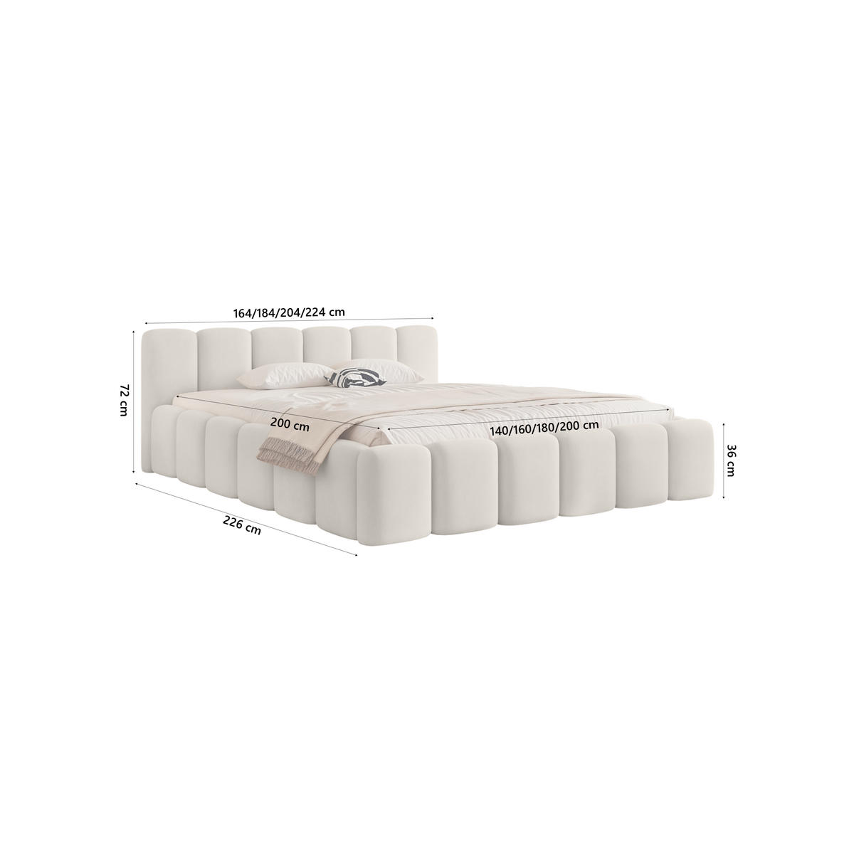 POLSTERBETT Limata 180x200 cm, Creme - Creme, Textil (180/200cm) - Fedve