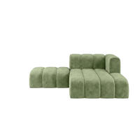 CHAISELONGUE Modulare Mit Hocker, Velvet-Stoff Riviera, Olive, Rechts, GRAND - Olivgrün, Holz (204/179cm) - Kaiser Möbel