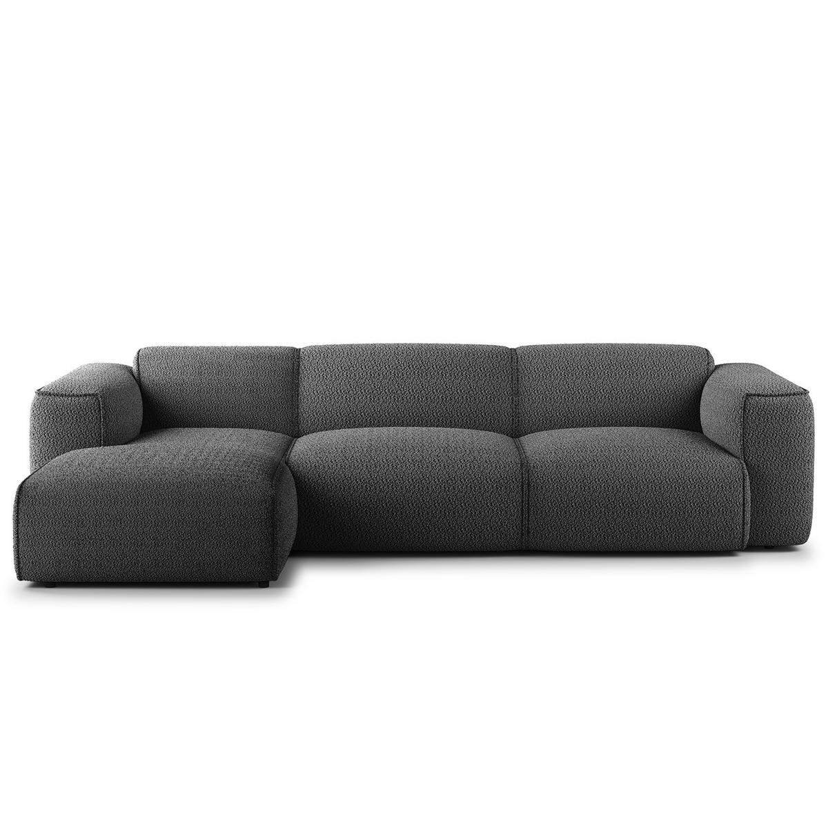 3-SITZER ECKSOFA mit Longchair - Anthrazit/Schwarz, Kunststoff/Textil (284/173cm) - home24