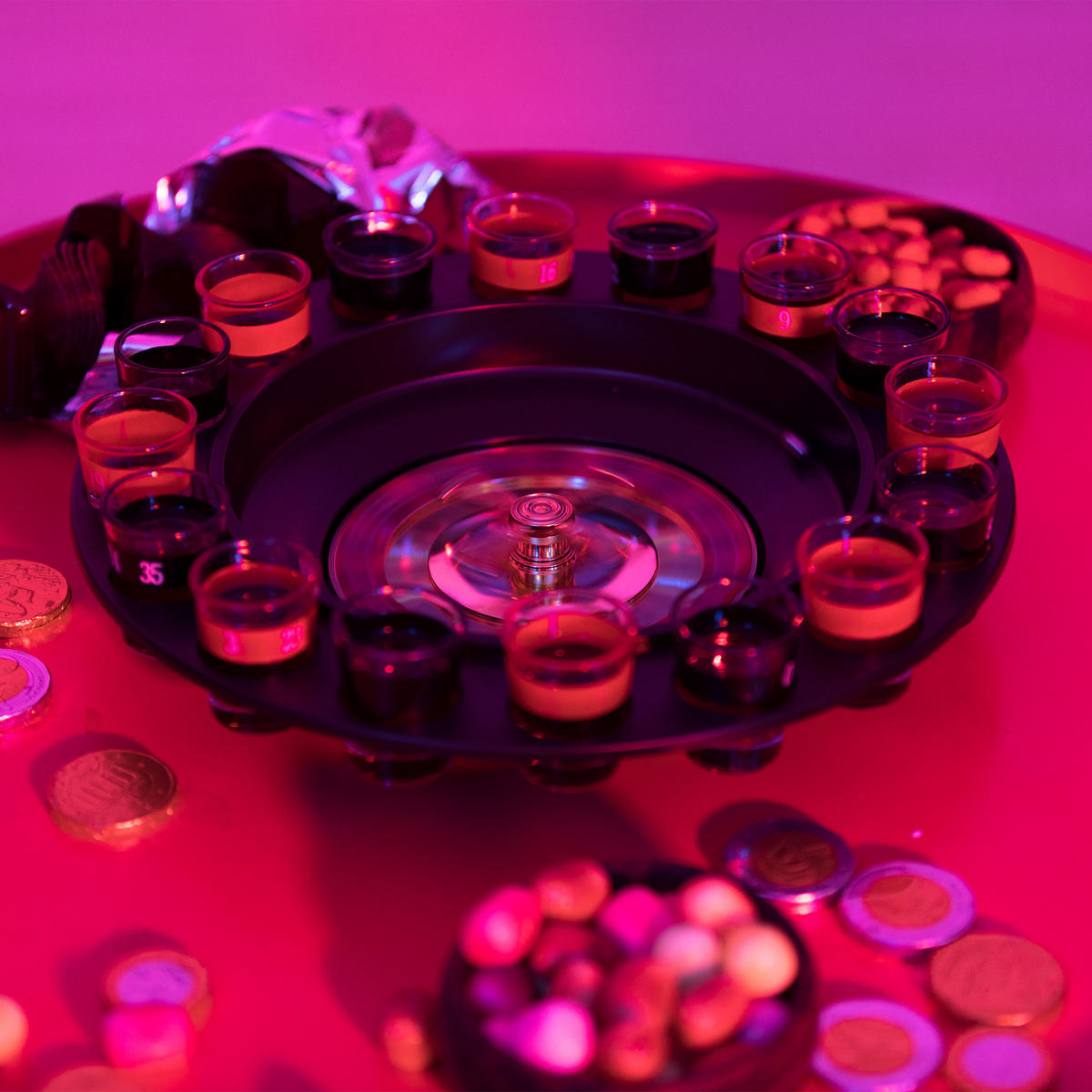 ROULETTE Trinkspiel - Multicolor, Glas/Kunststoff (30/30cm) - Relaxdays
