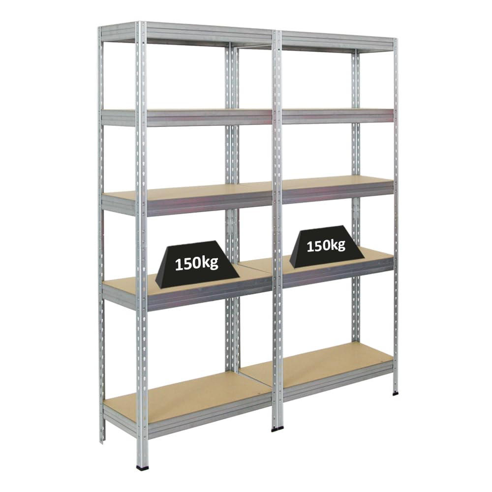 SCHWERLASTREGAL Rivet 2er-Set mit 2x 180x75x35 cm Fachlast 150 kg Verzinkt - Silberfarben, Metall (150/180/35cm) - PROREGAL