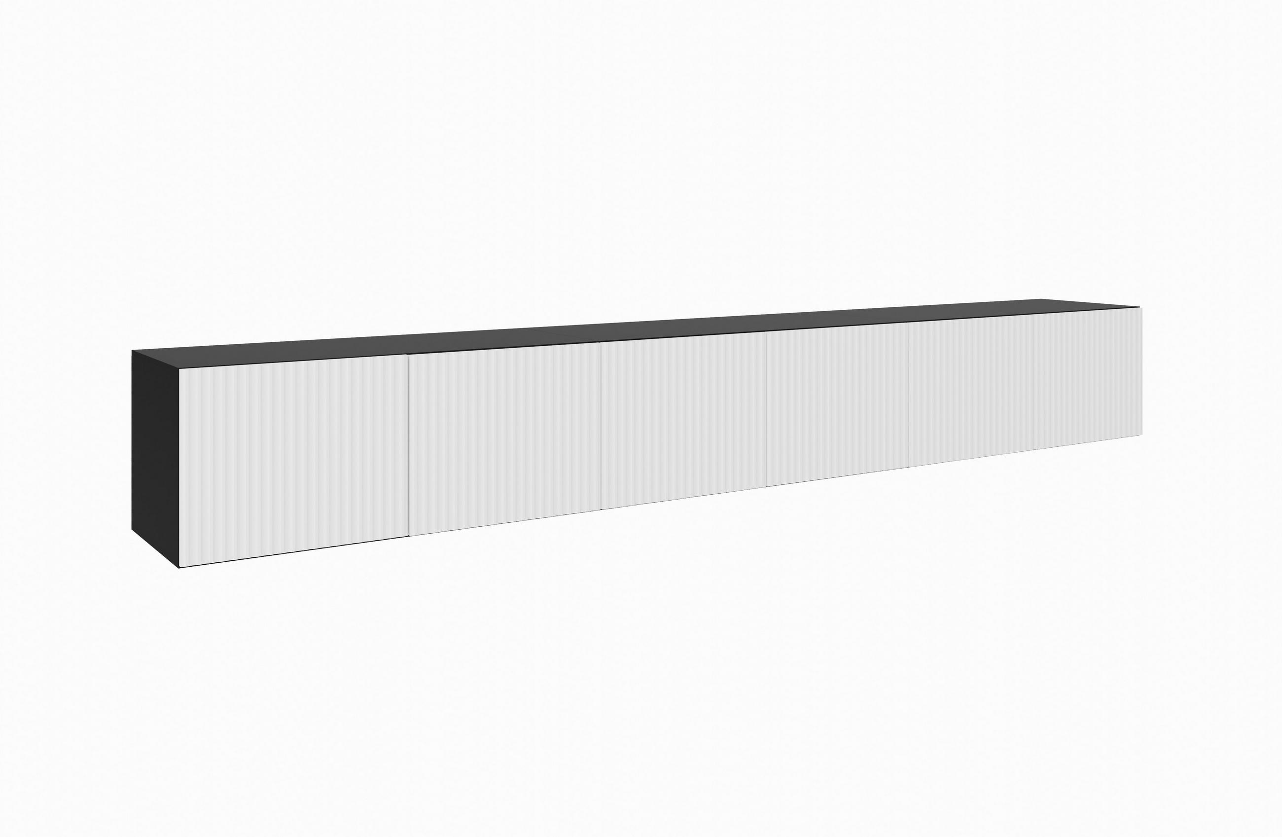 Meblini Tv-Schrank Schwarz, Weiß 300x41x40 cm