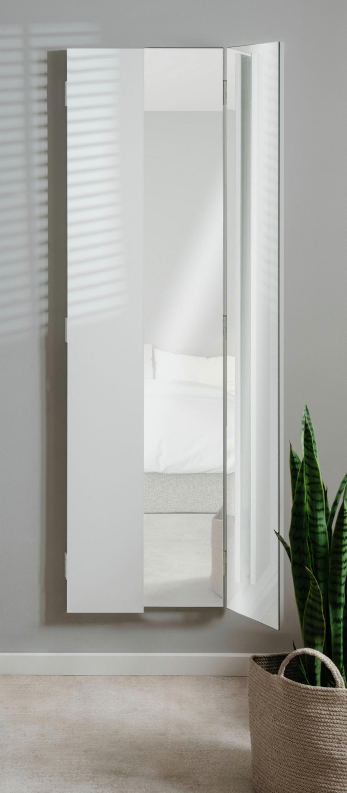 SPIEGEL weiß 3-teilig 91 x 160 cm, Garderobenspiegel klappbar - Weiß, Glas/Holzwerkstoff (45/190/4cm) - Furn.Design