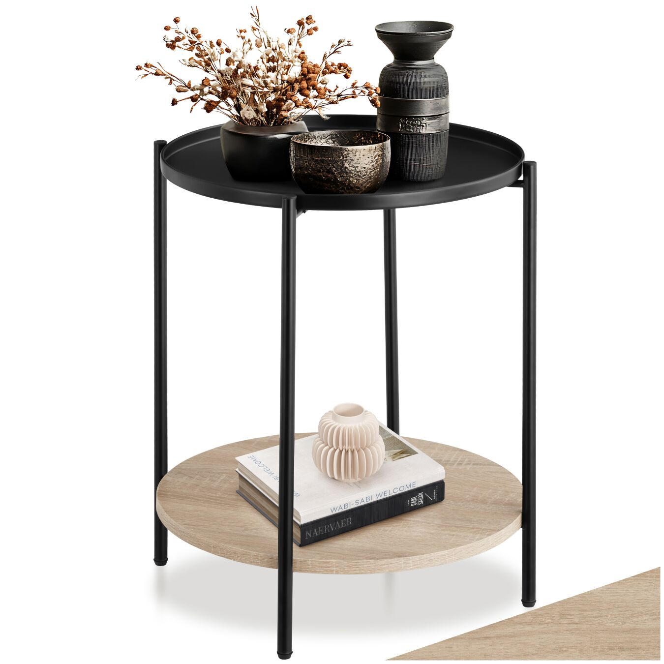 BEISTELLTISCH Sunderland,45,5 x 54,5 cm,Industrial Holz hell, Eiche Sonoma - Naturfarben, Holz (45.5/45.5/54.5cm) - tectake