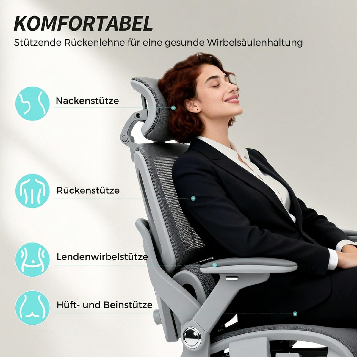 KONTORSSTOL Mesh 100 polyester grå - Silverfärgad/Grå, Textil/Plast (67/132/74cm) - HOMCOM