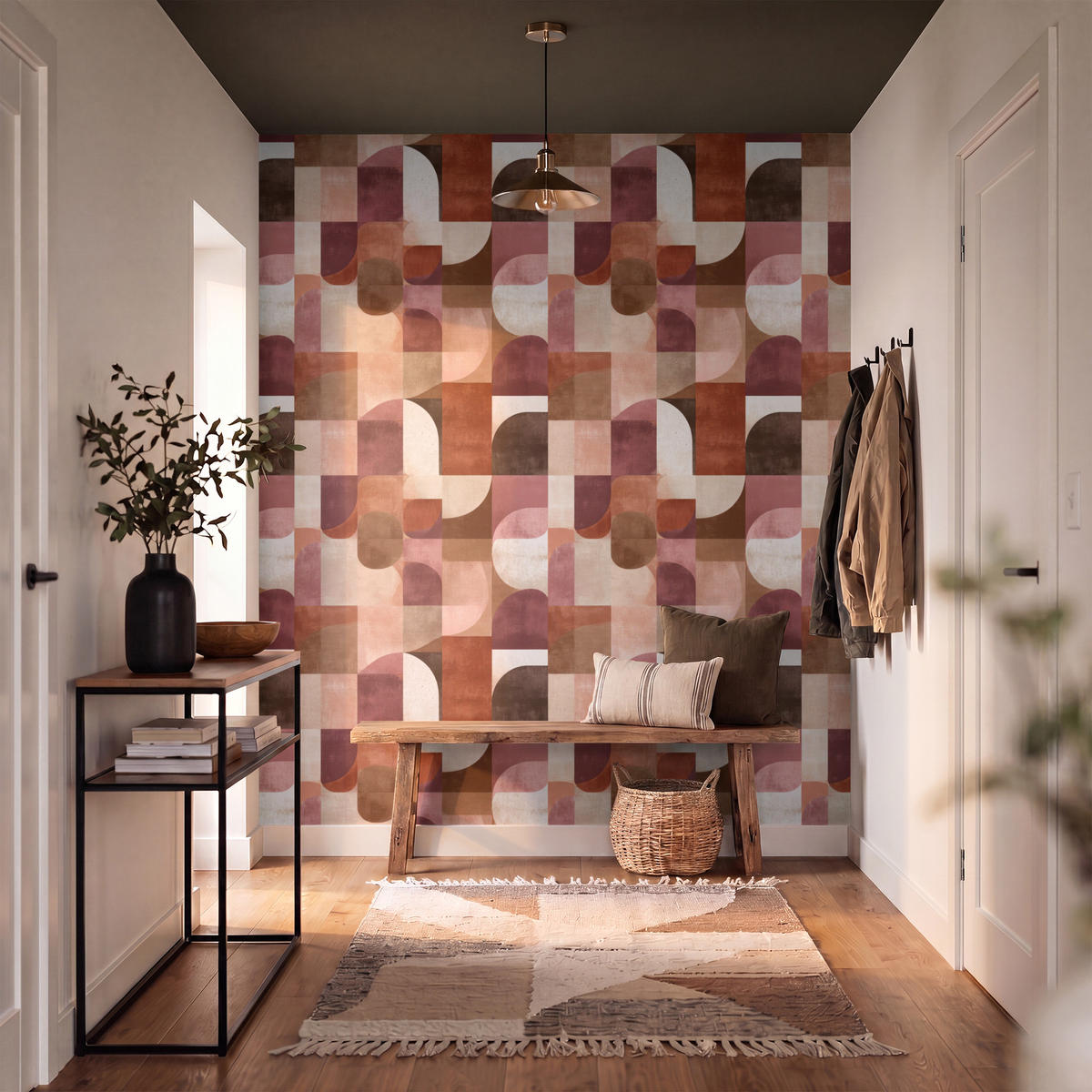 TAPETE - Geometrie - Modern - Retro - 180x200 cm - Multicolor, Papier (180/200cm) - OnlyWow