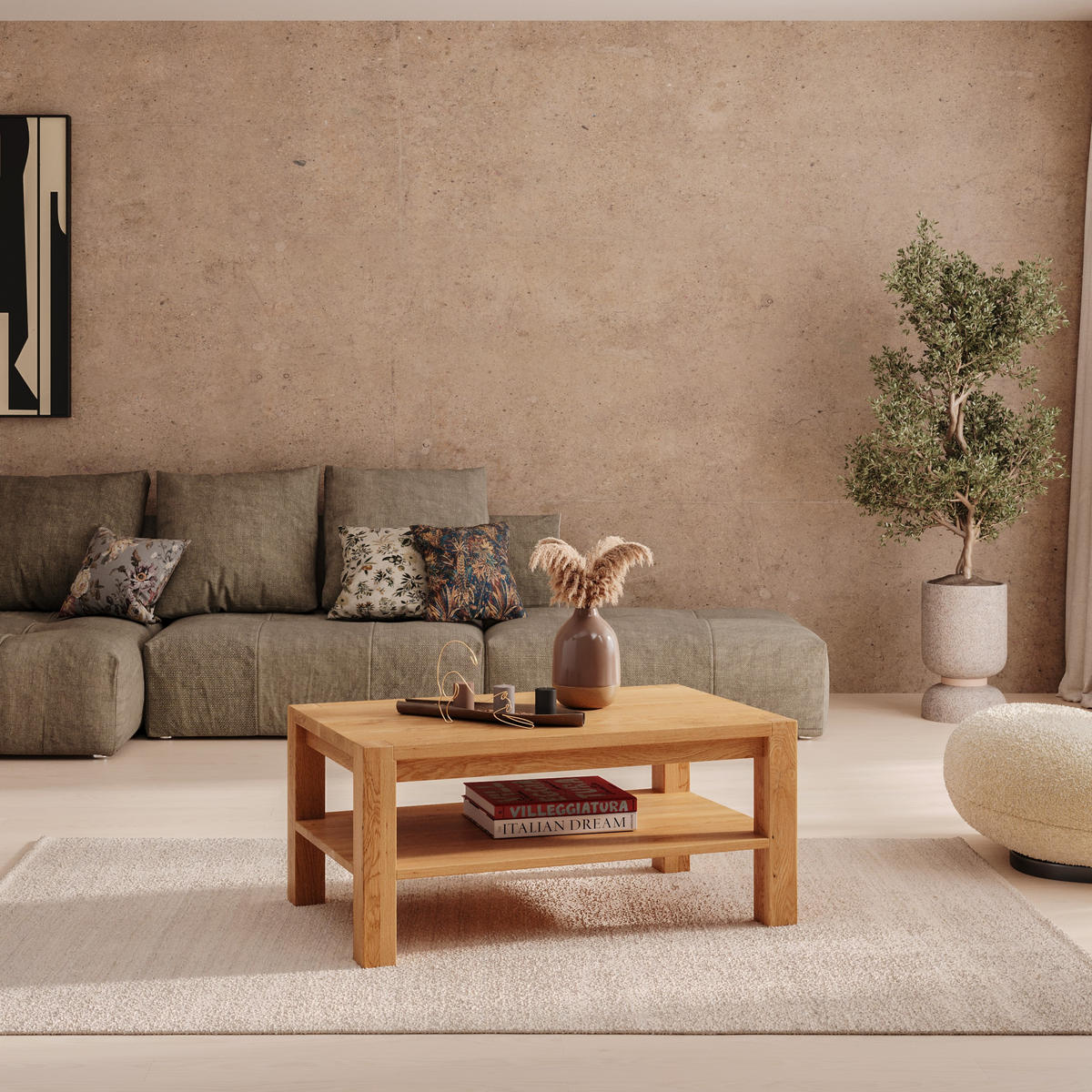 COUCHTISCH Gustav aus massivem Eichenholz 100 cm - Eichefarben/Braun, Holz (100/60/45cm) - Danzz