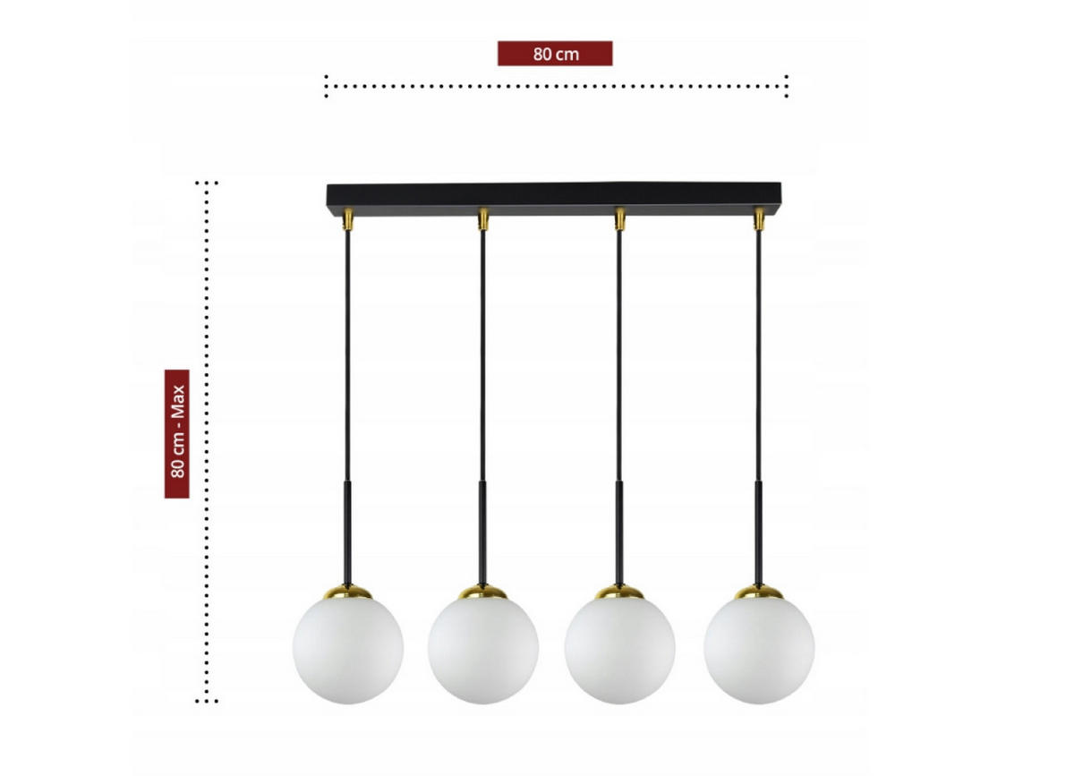 PENDELLEUCHTE Milano Glas - Goldfarben/Schwarz, Glas/Metall (14/65/80cm) - kiki design