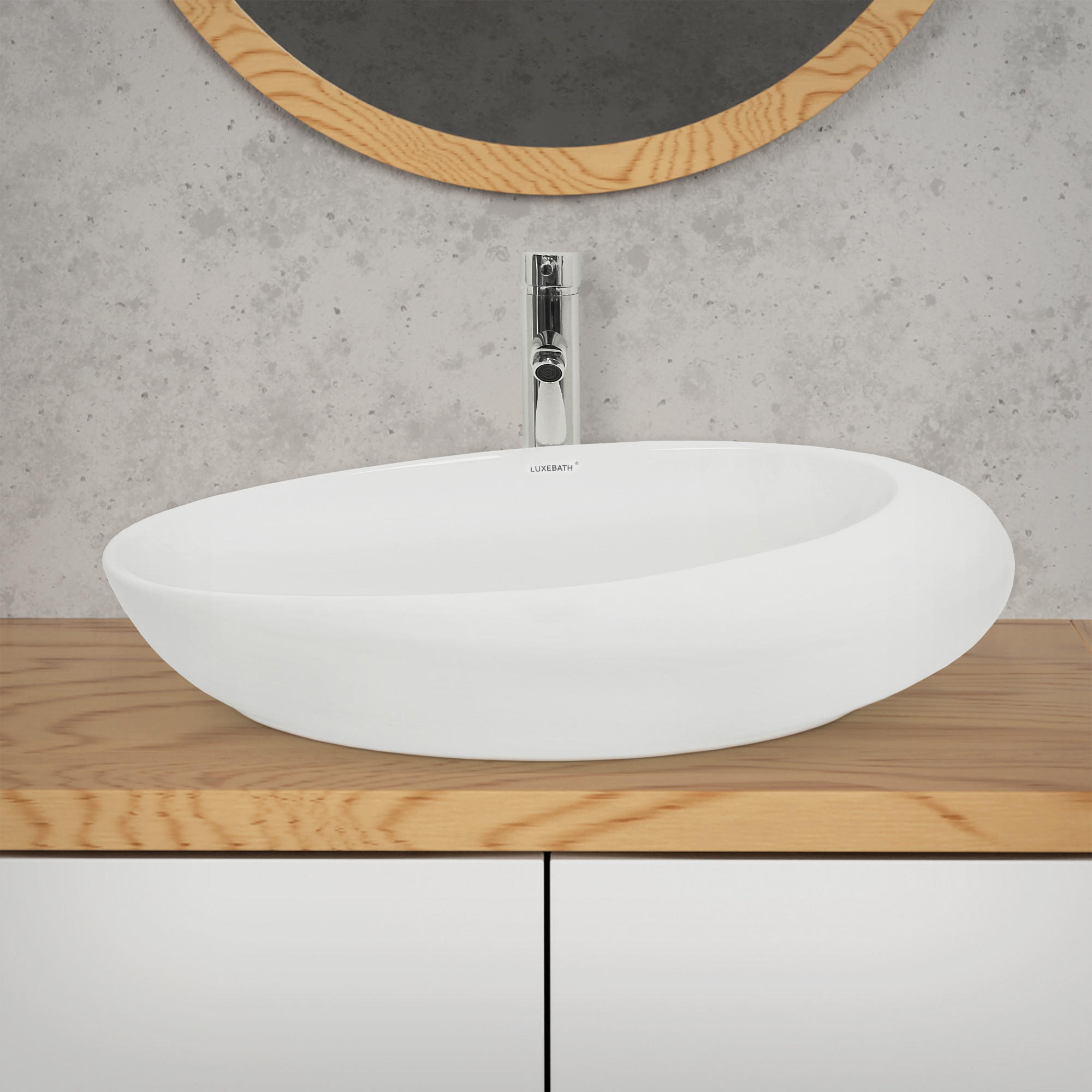 Thumbnail - LuxeBath Waschbecken, Weiß, Keramik, 37.5x14.5x58.5 cm, Badezimmer, Waschbecken & Armaturen, Waschbecken