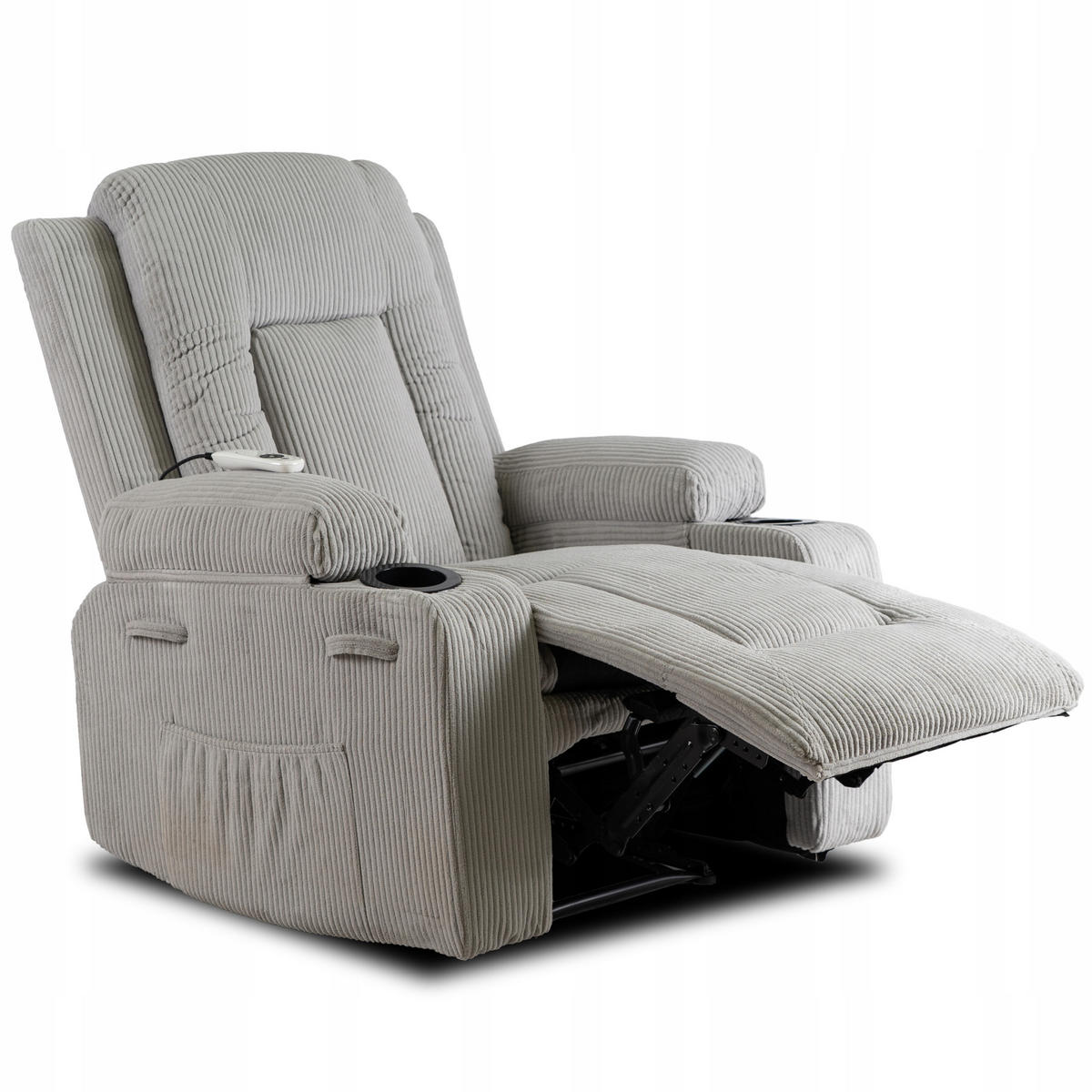 MASSAGESESSEL mit Fußhocker BOX 2 Cord Grau - Grau, Holz/Textil (87/101/85cm) - makarowski meble